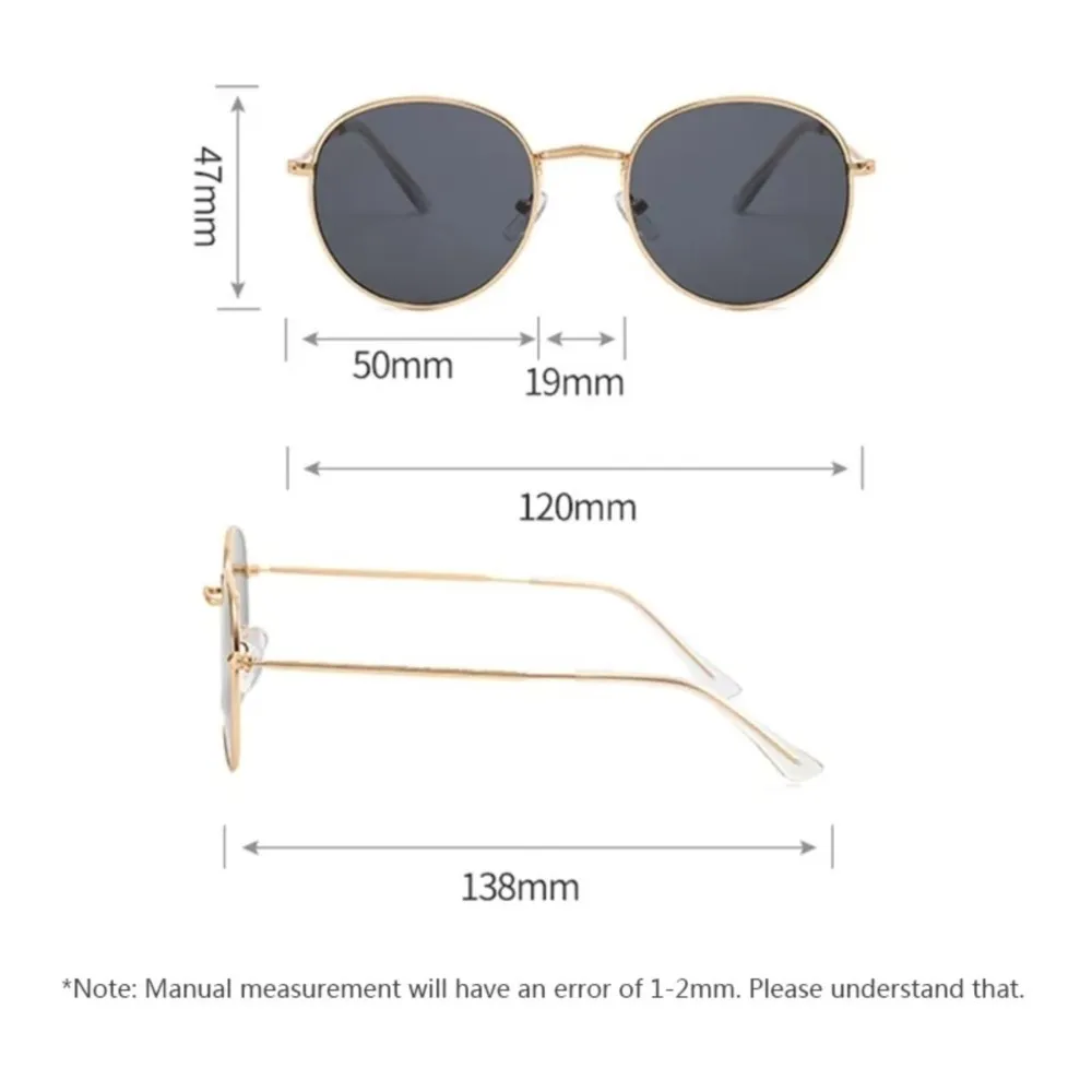 Delicacy Glass Lenses 3447 Sunglasses Classic Design Round Circular Sunglasses Sleek Golden Frame Fashion Resort Style Glasses