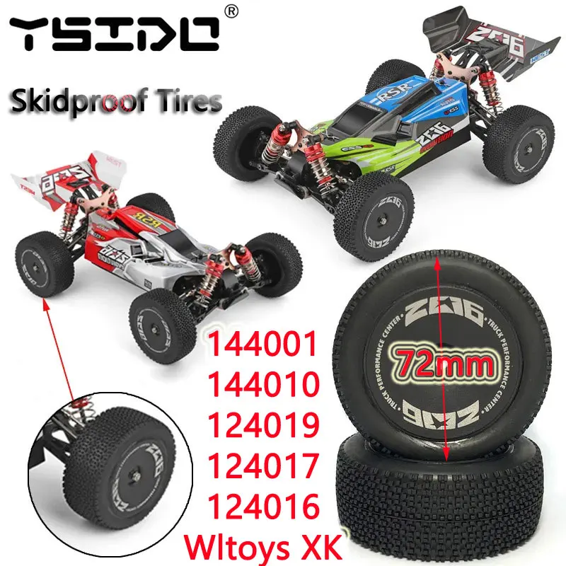Upgrade Original 72mm Wltoys XK 144001 144010 124019 124017 124016 Front Rear Tires 12mm HEX for 1/12 1/14 1/16 RC Off-Road Car