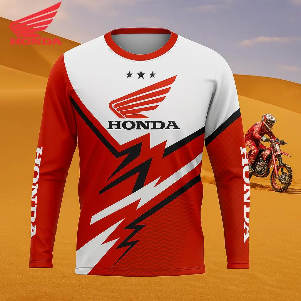 

Джерси с длинными рукавами в гоночном стиле Honda 2026, быстросохнущая дышащая футболка для верховой езды, велосипед для грязи, горные гонщики, повседневное снаряжение, эндуро, мото