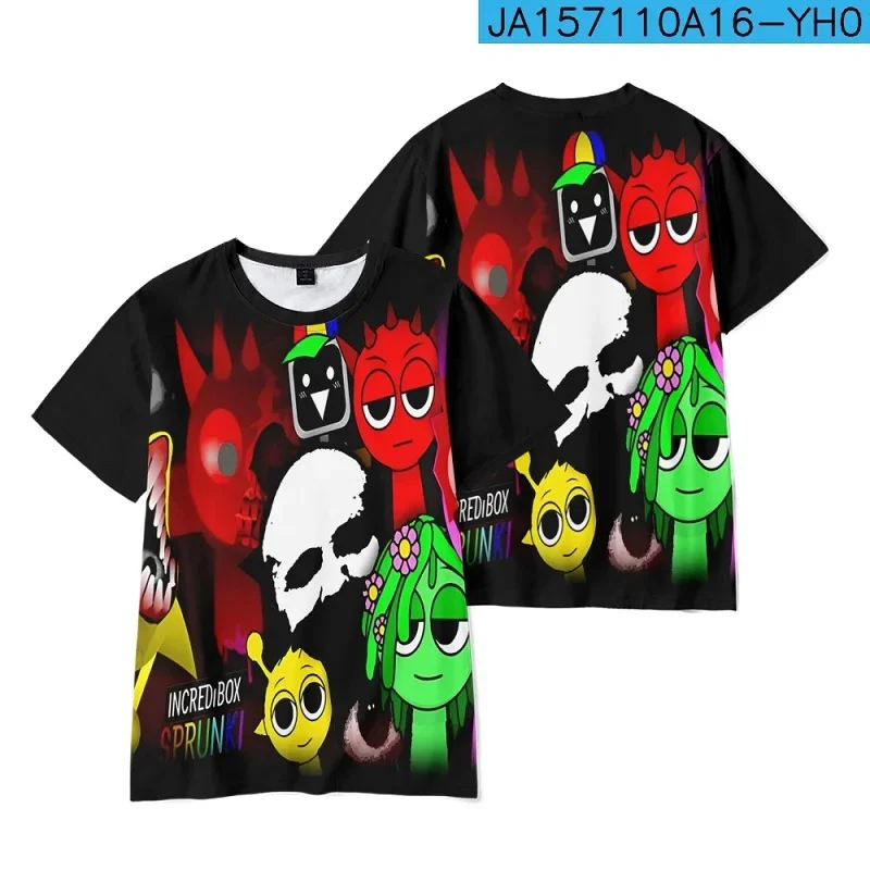 3D Sprunki t shirt T Shirt 3-14 years  Tshirt Summer Kids Short Sleeve Boys Girls Tops Tees