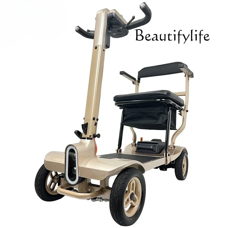 

Electric four-wheeled household small elderly scooter elderly moped lightweight folding battery car