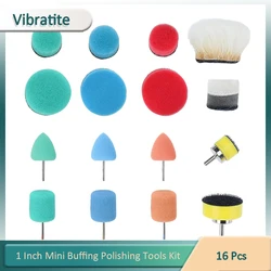 Mini Buffing Pads Kit 16 Pcs Pads Used on Cordless Electric Drill Rotary Tools for Small Areas Polishing Car Detail Polisher