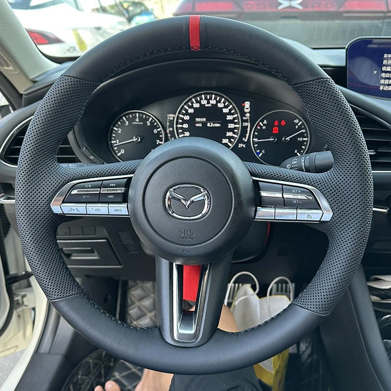 Diy Customized Car Steering Wheel Cover for Mazda 3 Axela CX-30 CX30 2020-2024 CX-50 CX50 Microfiber Leather Braid Accessories