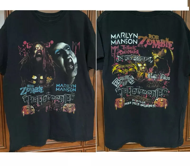 Rob Zombie Marilyn Manson Hallowee_nie Roast Concert T shirt 2 side