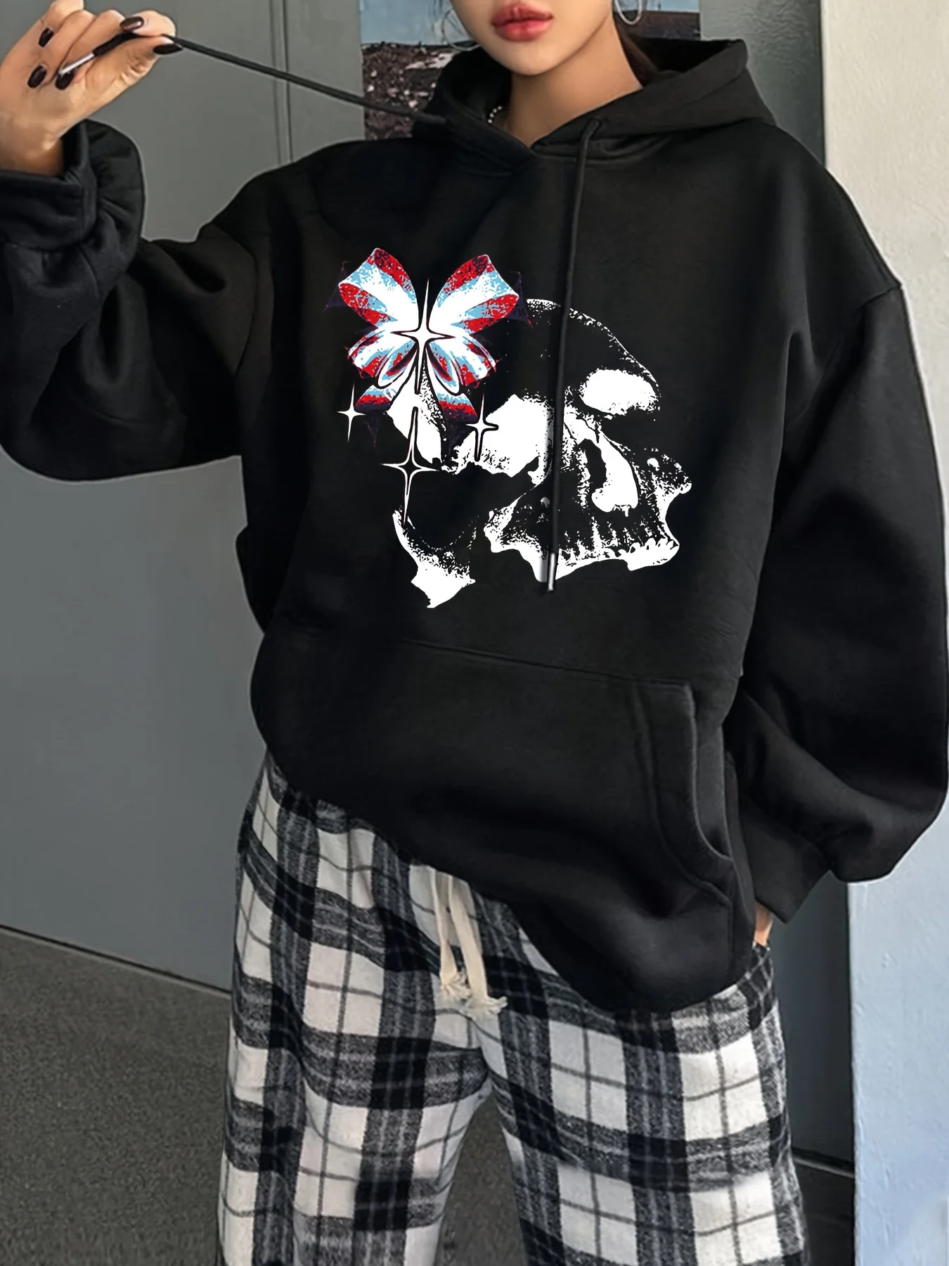

Fun Skull Graphic Printing Autumn and Winter Pure Cotton Hoodie for Men and Women Casual Outdoor Street Sports Training Brand