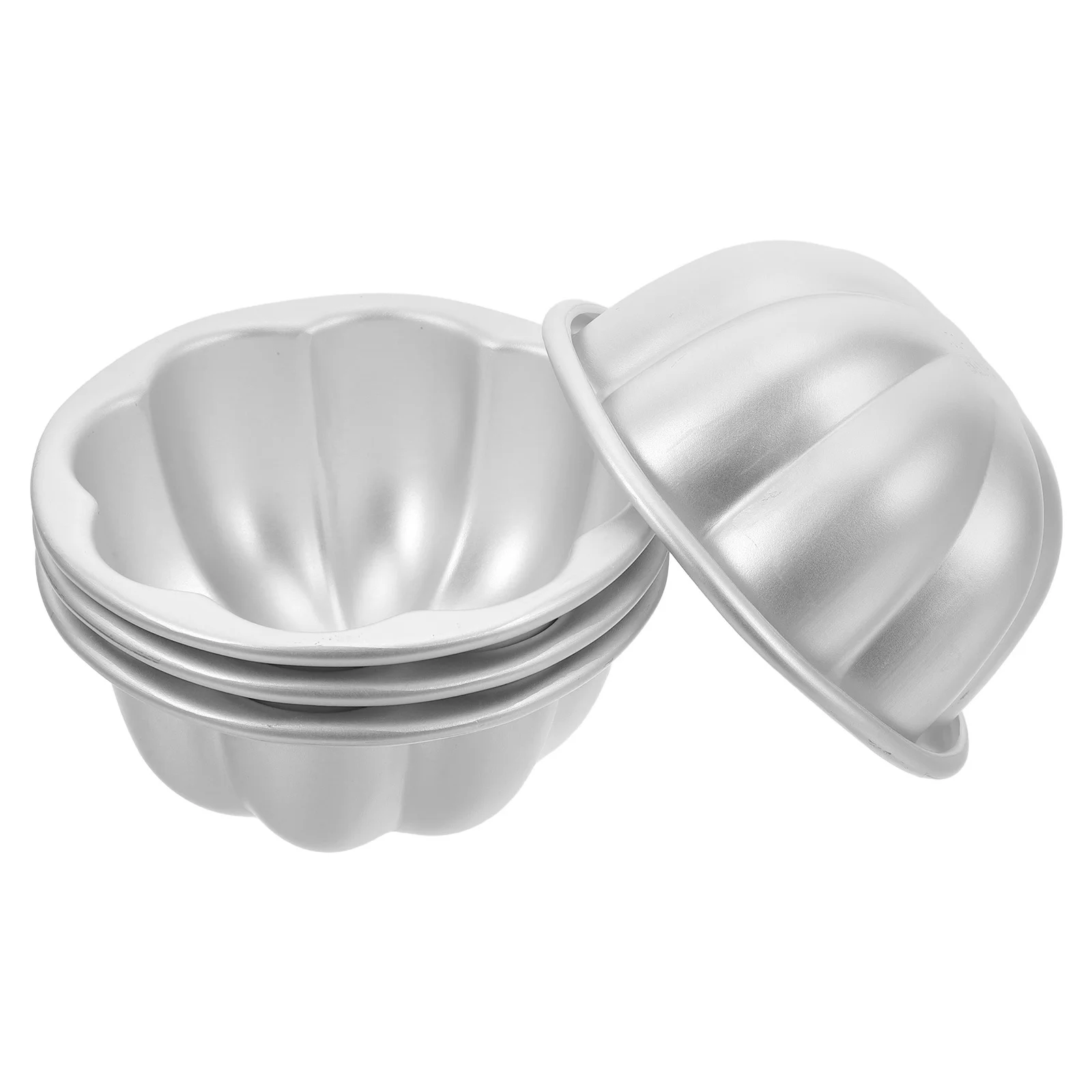 

4pcs Aluminum Alloy Cake Mold 3.73" .77" Pumpkin Shaped Baking Dish Non-Stick For Pudding Jelly Egg Tart Muffin Pan Bakery Mold