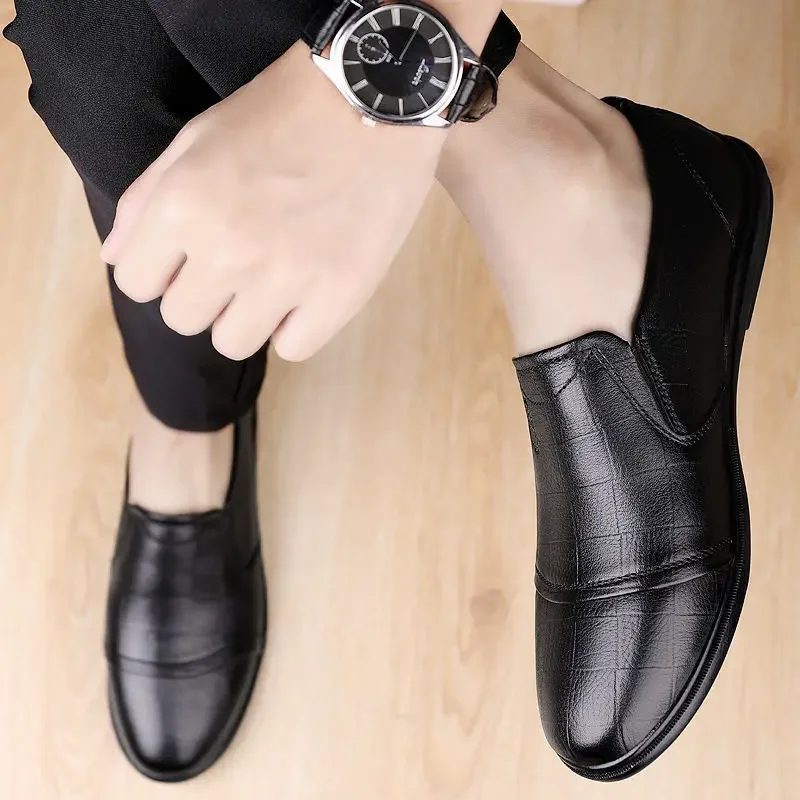 

Мужские классические кожаные туфли, коричневые туфли с круглым носком, Повседневные Классические туфли для мужчин, на весну-осень