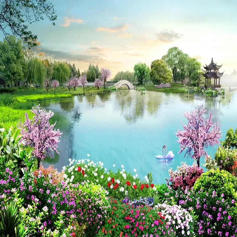 Custom Mural Wallpaper 3D Nature Landscape Lake Photo Wall Painting Living Room Background Wall Covering Home Decor Fresco