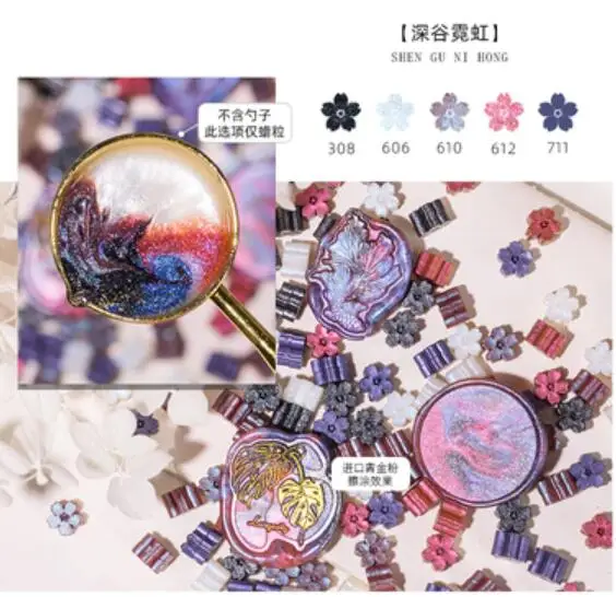 Gemengde Kleur Glitter Sakura Lakzegel Stempel Kralen DIY Gift Envelop Huwelijksuitnodiging Oude Zegel Wax Stempel Maken Gereedschap