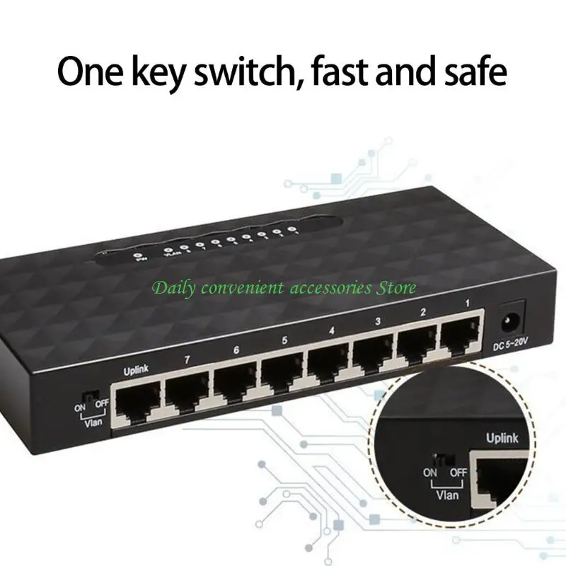 

97QB 8-портовый коммутатор Full Gigabit Ethernet для многопользовательской среды с поддержкой VLAN и не требующий настройки
