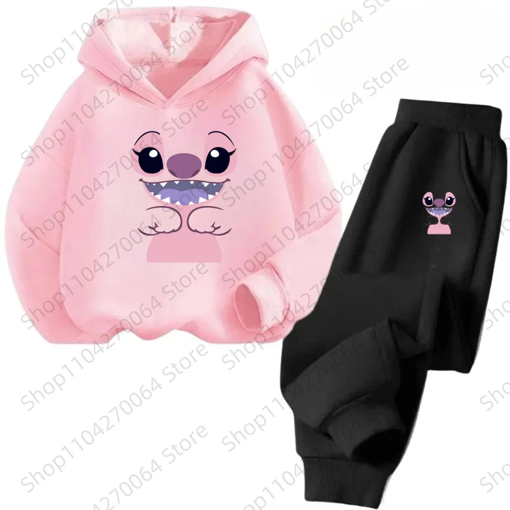 2025 Cartoon Stitch New Long Sleeve Fashion for Kids with Unique Design Spring Autumn Versatile Style Kawaii Sweatshirt Set