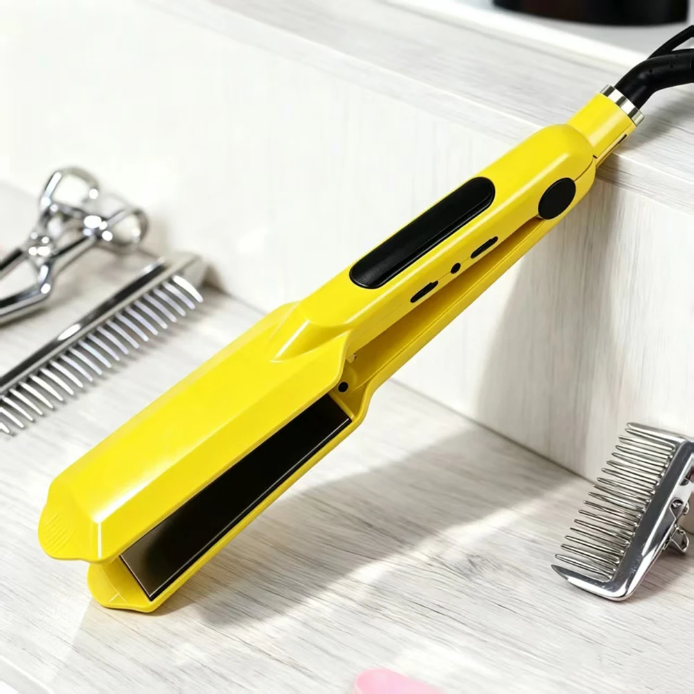 yellow-flat-iron-hair-straightener-curler-ceramic-fast-heat-up-adjustable-temp-hair-styling-iron-for-home-salon-travel-use