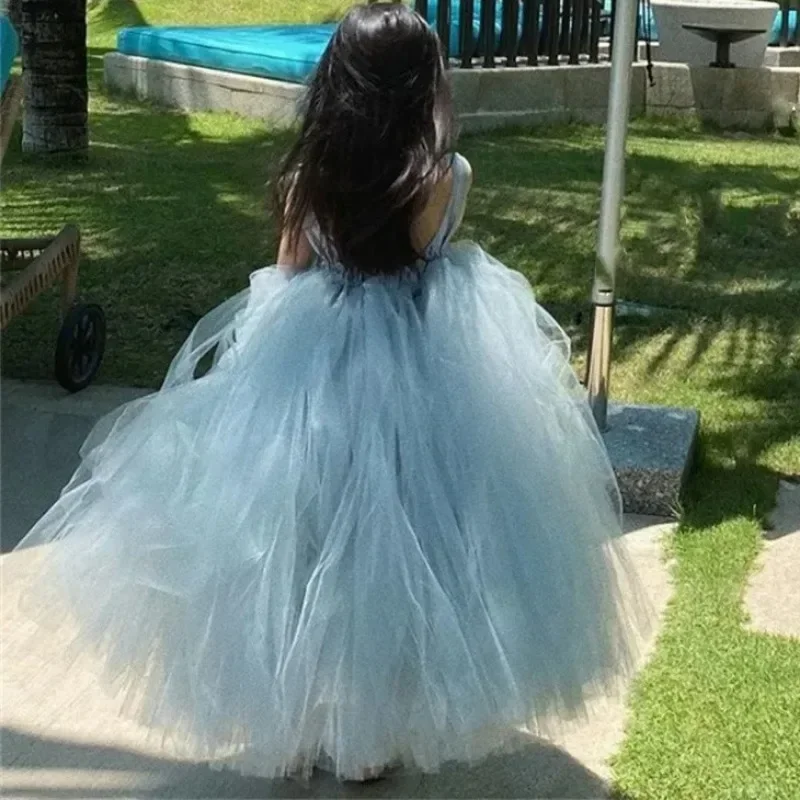 Flower Girl Dress Fluffy Tulle Piano Performance Princess Baby Girl Wedding Princess Birthday Party First Communion Gown