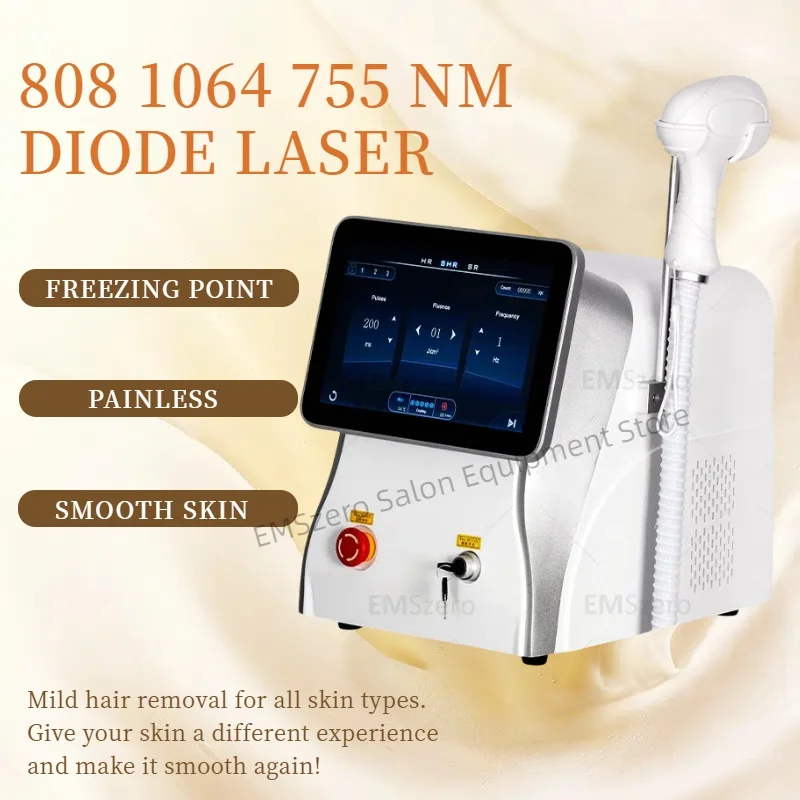 

New 755 1064 808nm Portable Laser Hair Removal Machine 1 Handle Permanently ice Diode Laser Hair Removal Machine 2025 White