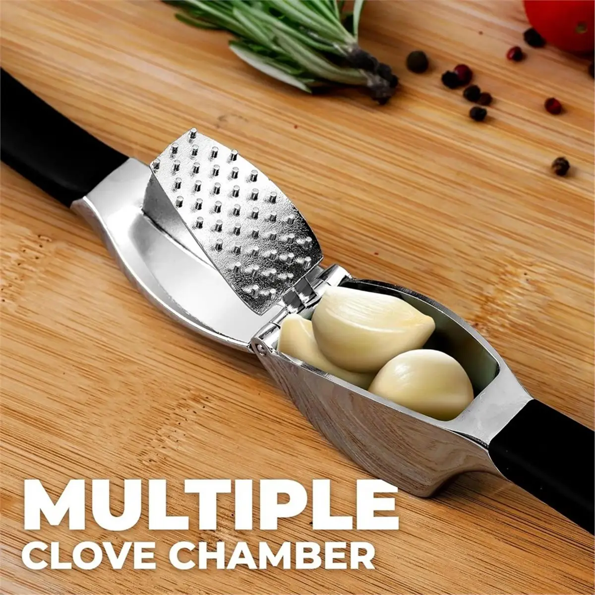 Utility Design Stainless Steel Garlic Press Set - Rust Proof & Dishwasher Safe Professional Garlic Mincer Tool, Silicone Garlic