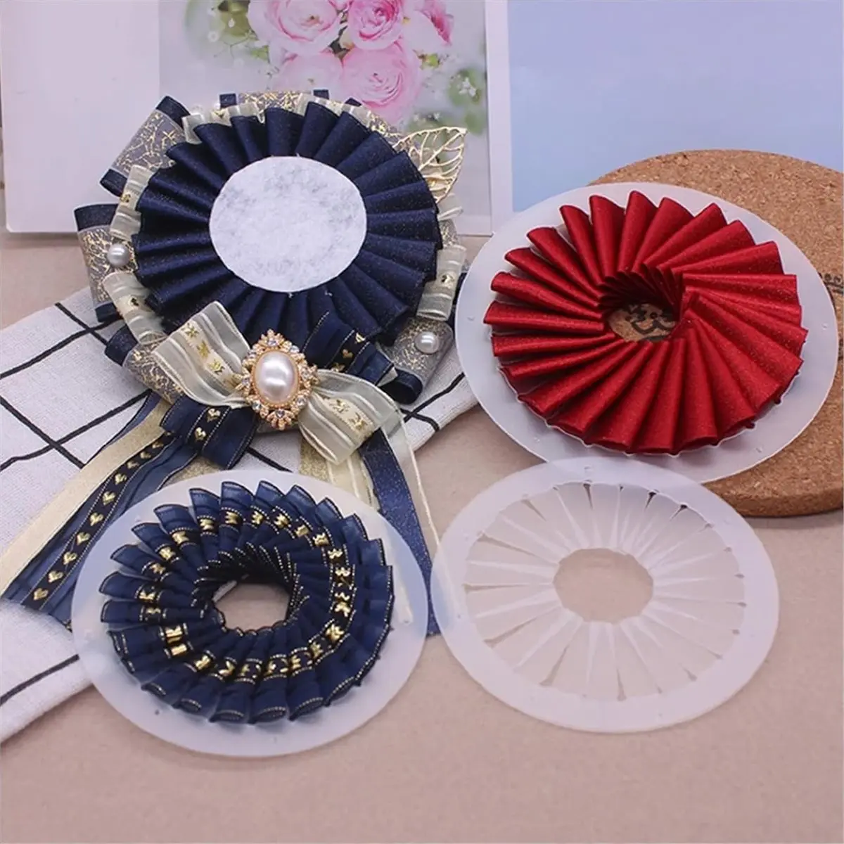3-Piece Rosette Maker Set for DIY Ribbon Flowers, Perfect for Beginners and Home Decor Projects