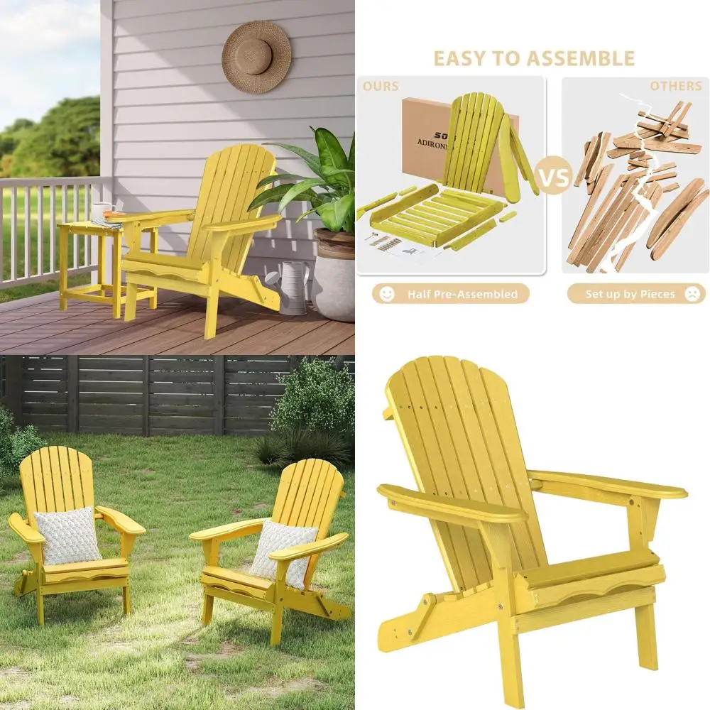 

Складной деревянный стул Адирондак, предварительно собранный для патио, сада, террасы и комфорта у бассейна