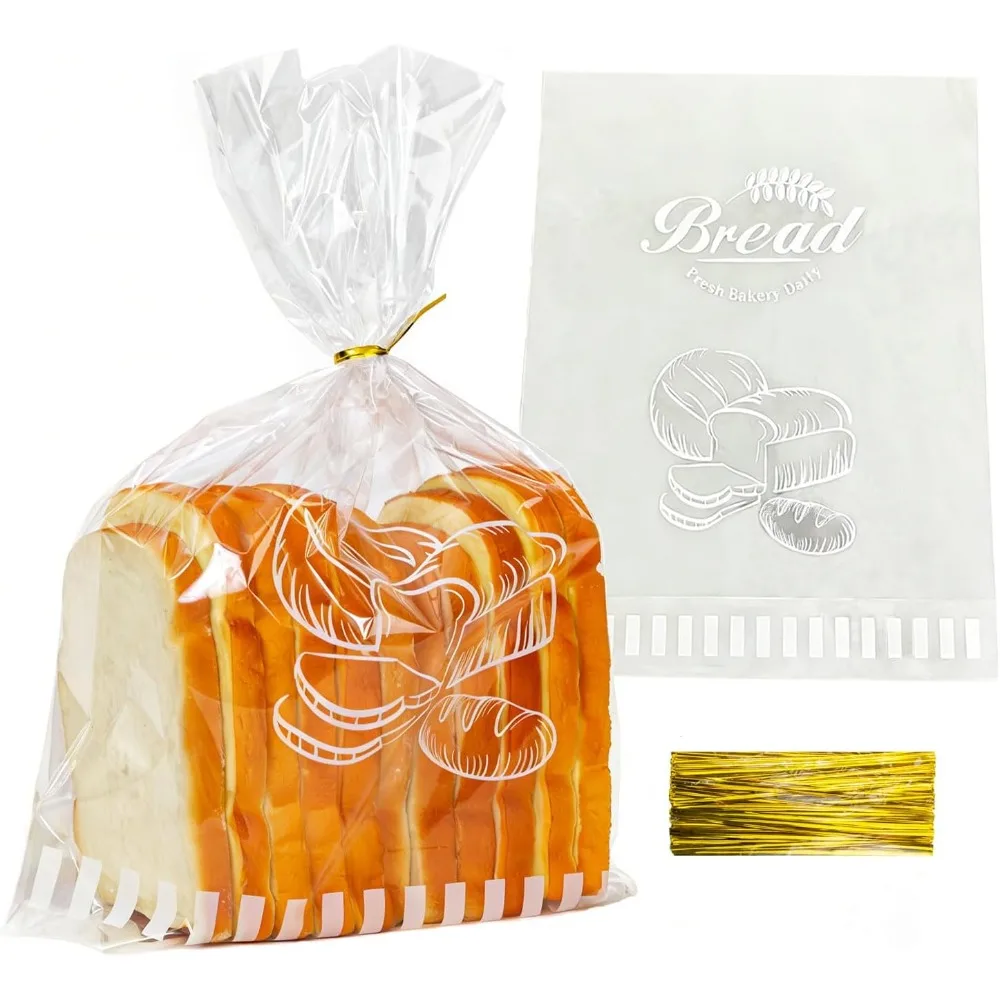Reusable Clear Plastic Bread Bags for Homemade Bakery 11x14 Inches with Twist Tie Closure Fresh Pastry Storage for Sourdough Artisan Loaves Bagels Buns