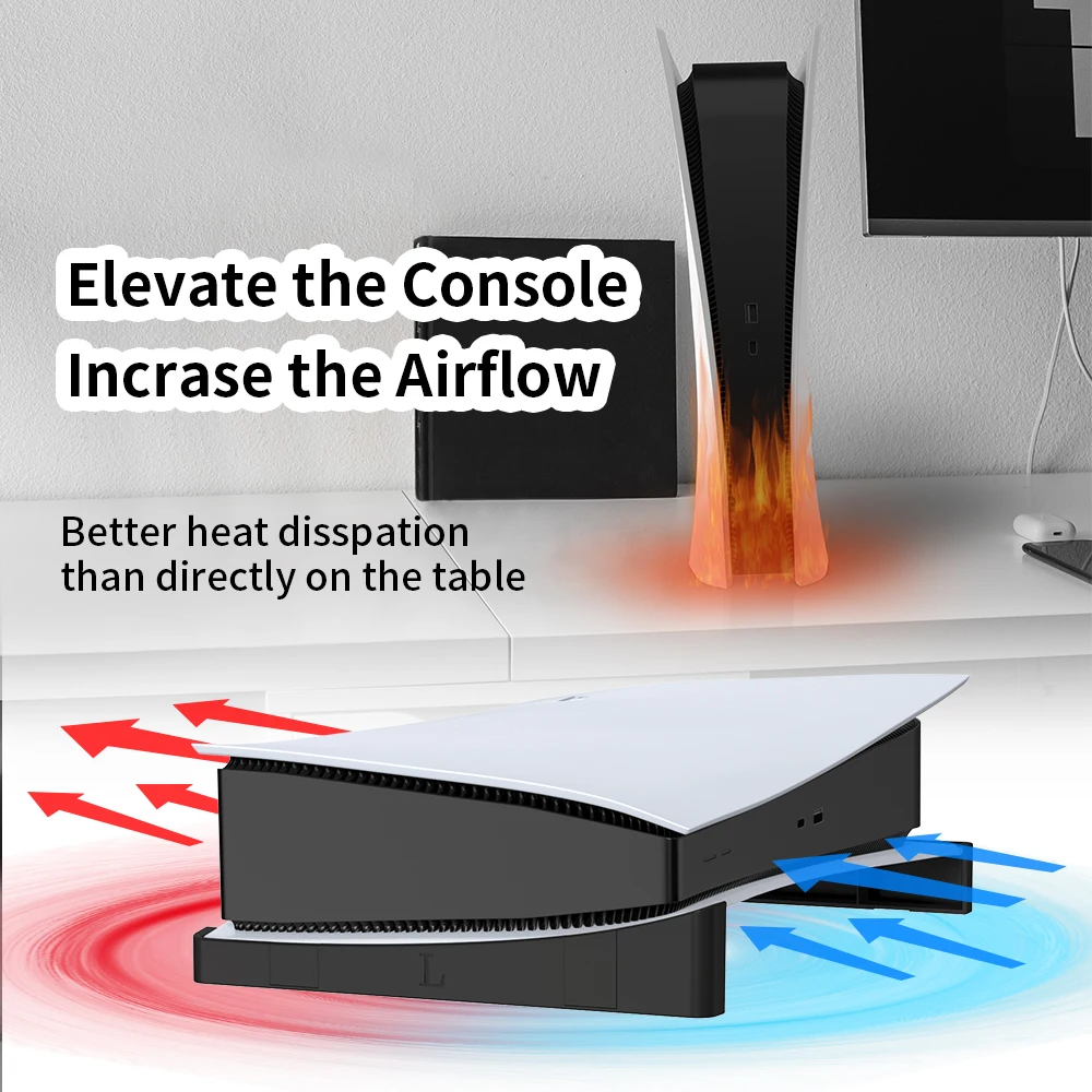 Console Stand Holder for PS5 2020 Original Edition Horizontal Vertical Base Anti-Slip Stable Cooling Space Saving Black White