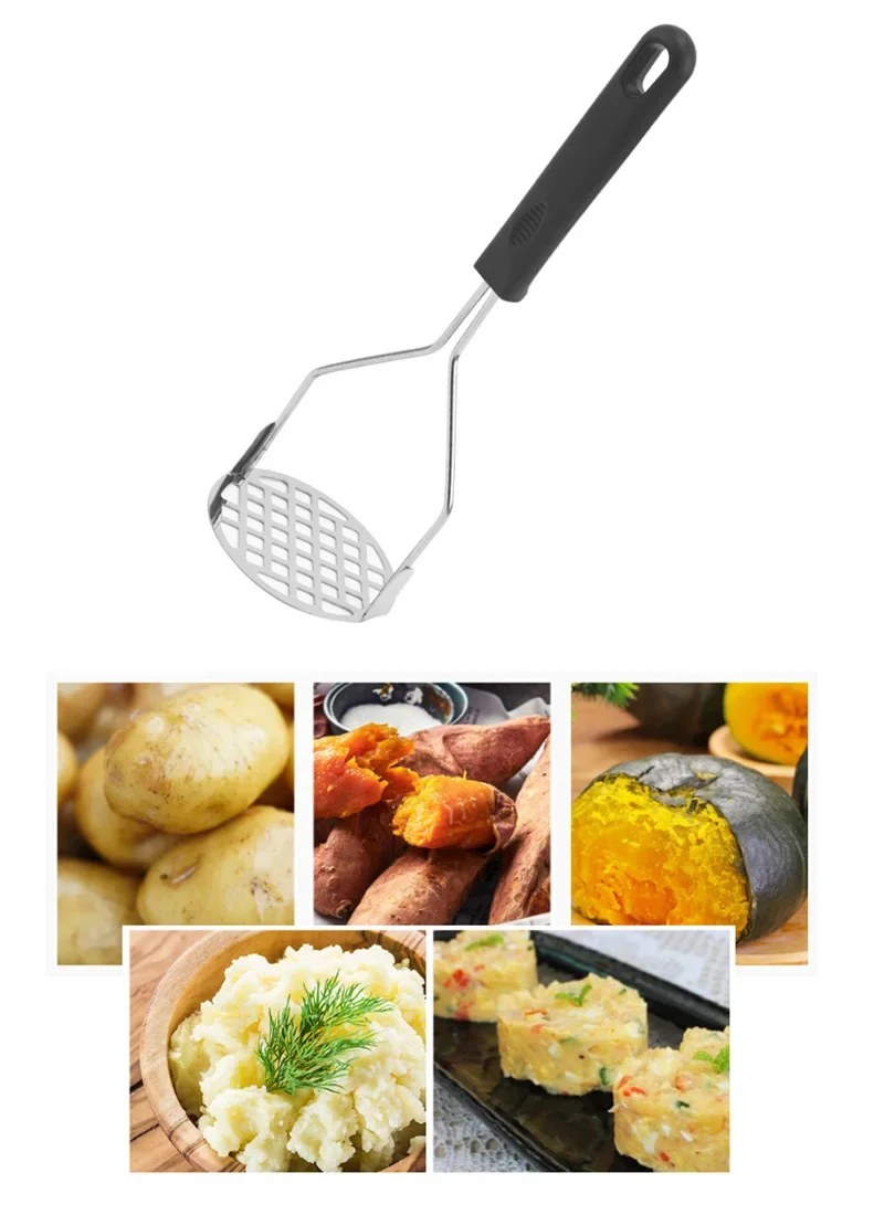 Edelstahl Kartoffelstampfer Ricer Manuelle Kartoffeln Brecher Obst Gemüse Druck Schlamm Kartoffelpresse Werkzeuge Küchenhelfer – Detail 4