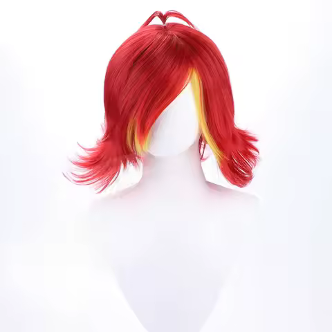 Anime Hotel Niffty Cosplay Wig Short Red Curly Wigs Heat Resistant Synthetic Hair for Halloween Costume Party Role Play +Wig Cap