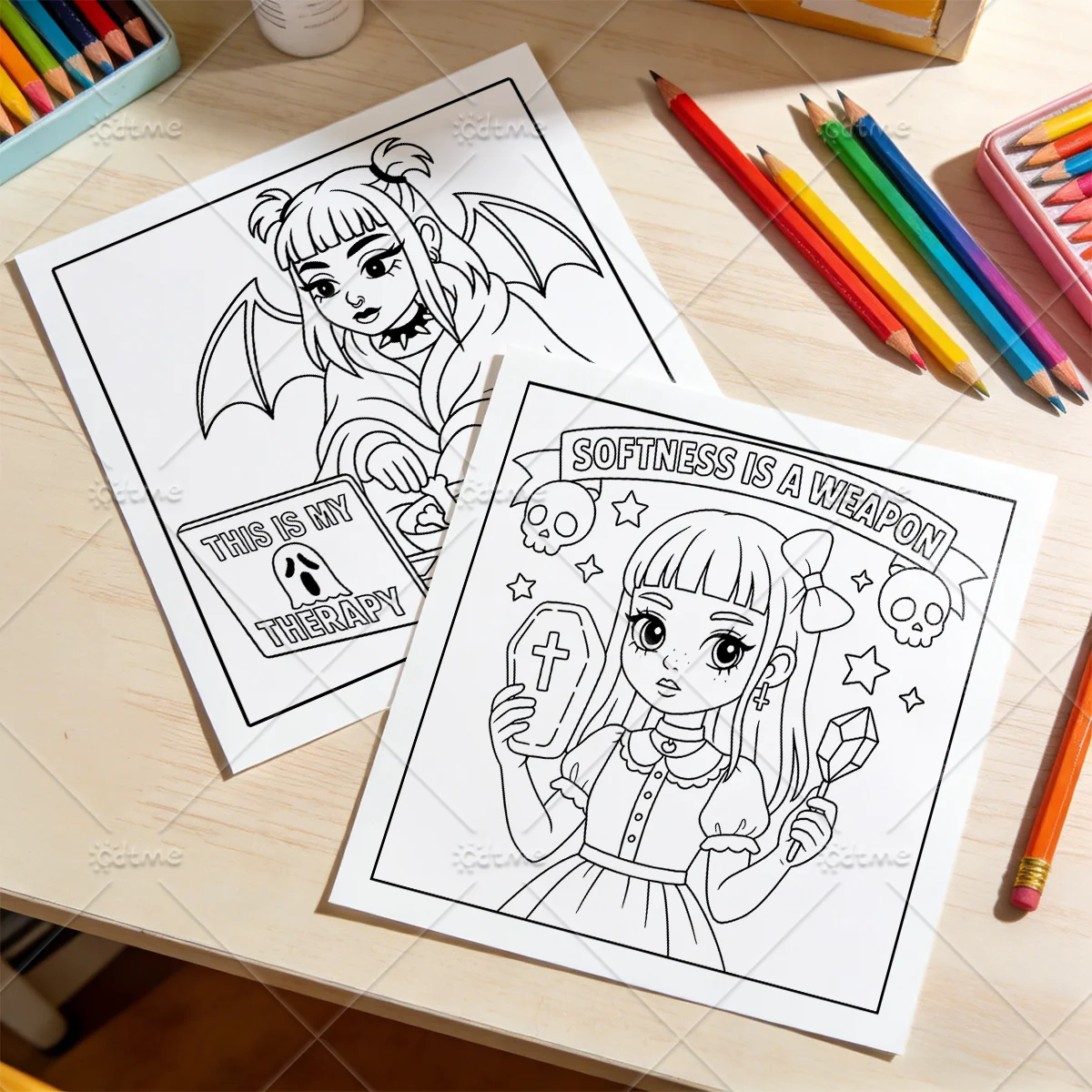 PASTEL GOTH CUTE AND CREEPY Malbuch für Erwachsene, niedliche, gemütliche tägliche Aktivitäten, unregelmäßige Muster zur Entspannung – Detail 7