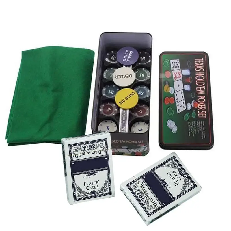 Poker Chip Set Texas Hold 'Em Poker Chip Set Anti-Slip Multi-Functional Professional Game For Night Craps Parties Travel