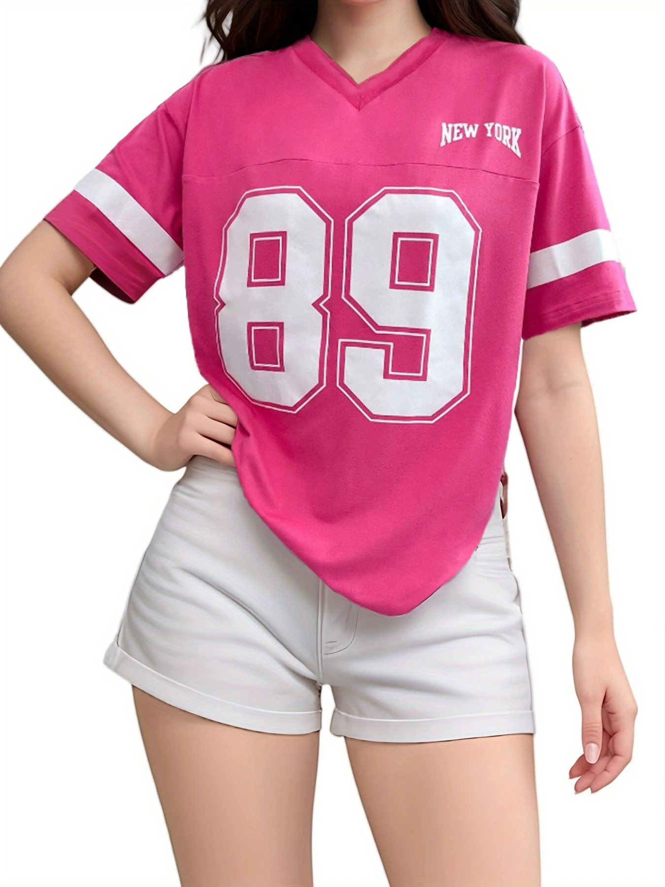 

Женская летняя европейская и американская новая INS простая уличная универсальная повседневная свободная футболка большого размера с короткими рукавами и буквенным принтом