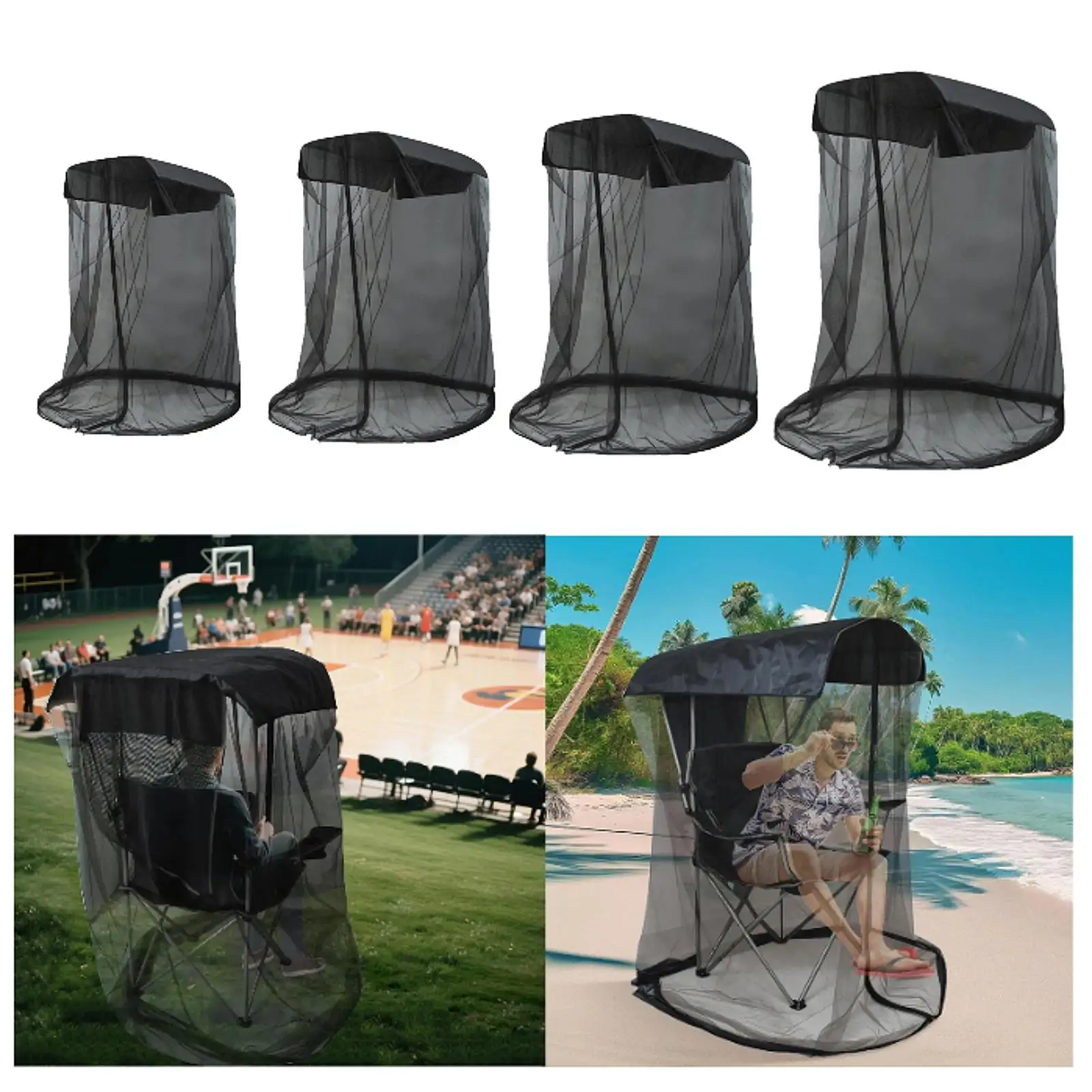 Bug Barrier Mesh Tent Mosquito Net Cover Fine Mesh Breathable Waterproof Roof for Outdoor Patio Chair Fishing