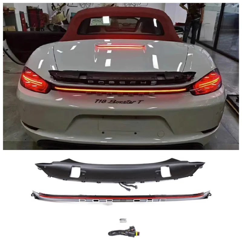 

For Porsche 718 Cayman Boxster 2016-2023 High Quality Turn Signal Width Light Through Trunk Rear Lamp LED Taillight Spoiler