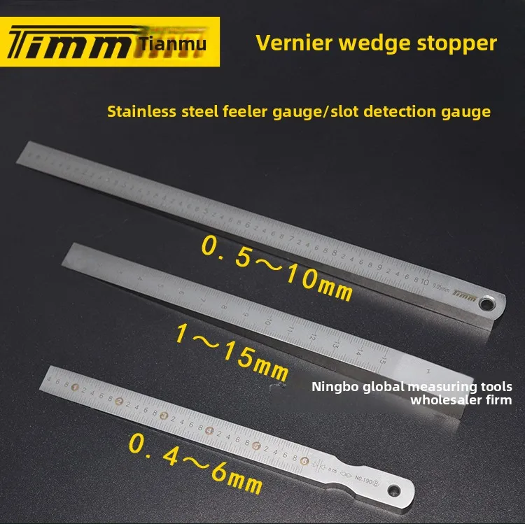 

Wedge gauge feeler gage vernier caliper gap size measring instrument 0.2-4/0.4-6/0.5-101-15mm ramp scale Direct reading real