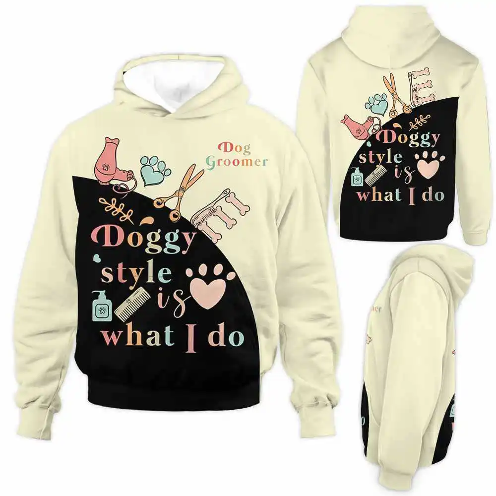 HX Dog Groomer Hoodies Retro Doggy Style Is What I Do 3D Printed Hoodie Sweatshirts Casual Men Women Clothing Dropshipping