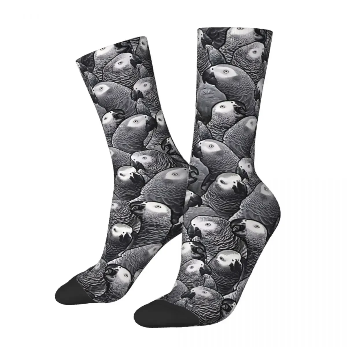 

Funny Men Women Socks African Grey Vintage Harajuku Cute Bird Animal Hip Hop Crew Crazy Sock Breathable Basketball Socks