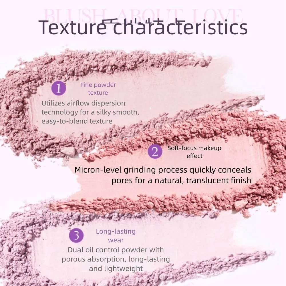 Perzikroze kleurverloop Blusher Matte afwerking Waterproof Face Blush Palette Natural Nude Fine Flash Cream Blush Dagelijkse cosmetica