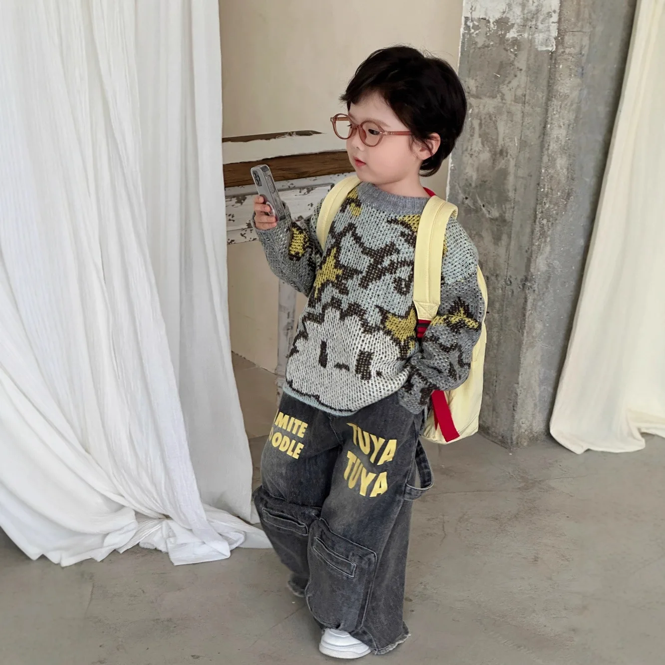 

Детские брюки, новинка осени 2025 года, плотные детские джинсы, стильные брюки прямого кроя с несколькими карманами