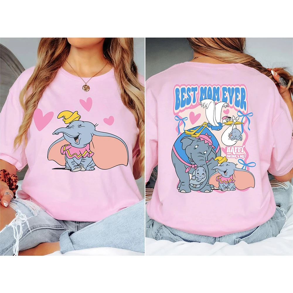 2025 ديزني جديد المرأة عادية موضة مريحة تي شيرت أفضل أمي على الإطلاق دامبو قميص ديزني دامبو ماما تي شيرت WDW Moms رحلة المحملة