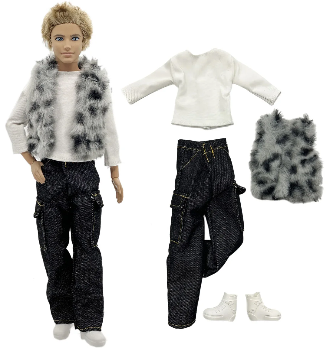 1 Set Ken Tuch handgemachte Puppe Zubehör Winter Pullover Weste Set für 30 cm 12 Zoll Ken Puppe Kinder Geschenk – Detail 7