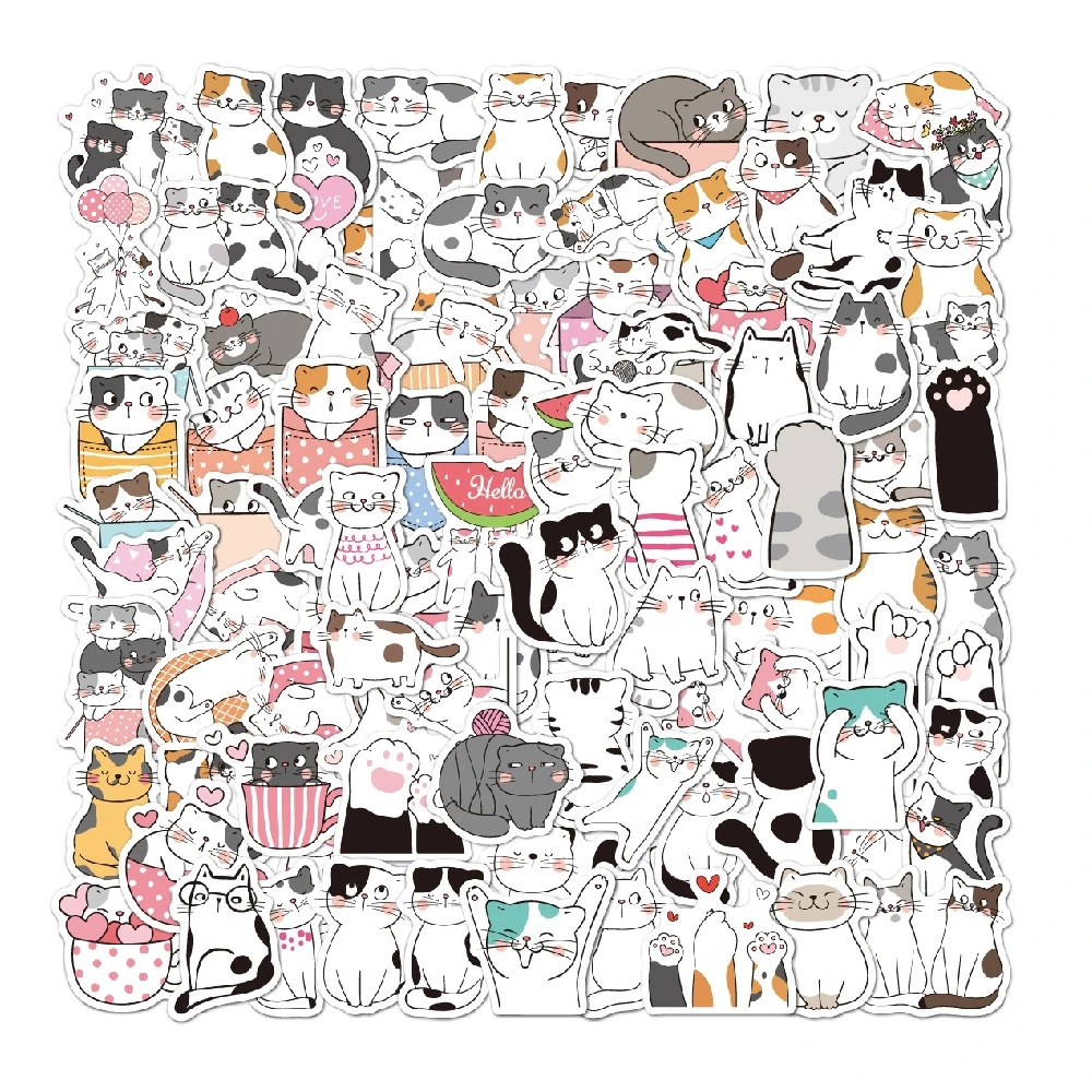 

Cute Cat Stickers 100PCS Cat Vinyl Waterproof Stickers for Laptop Guitar Skateboard Luggage Phone Hydro Flask Gift for Kids Teen