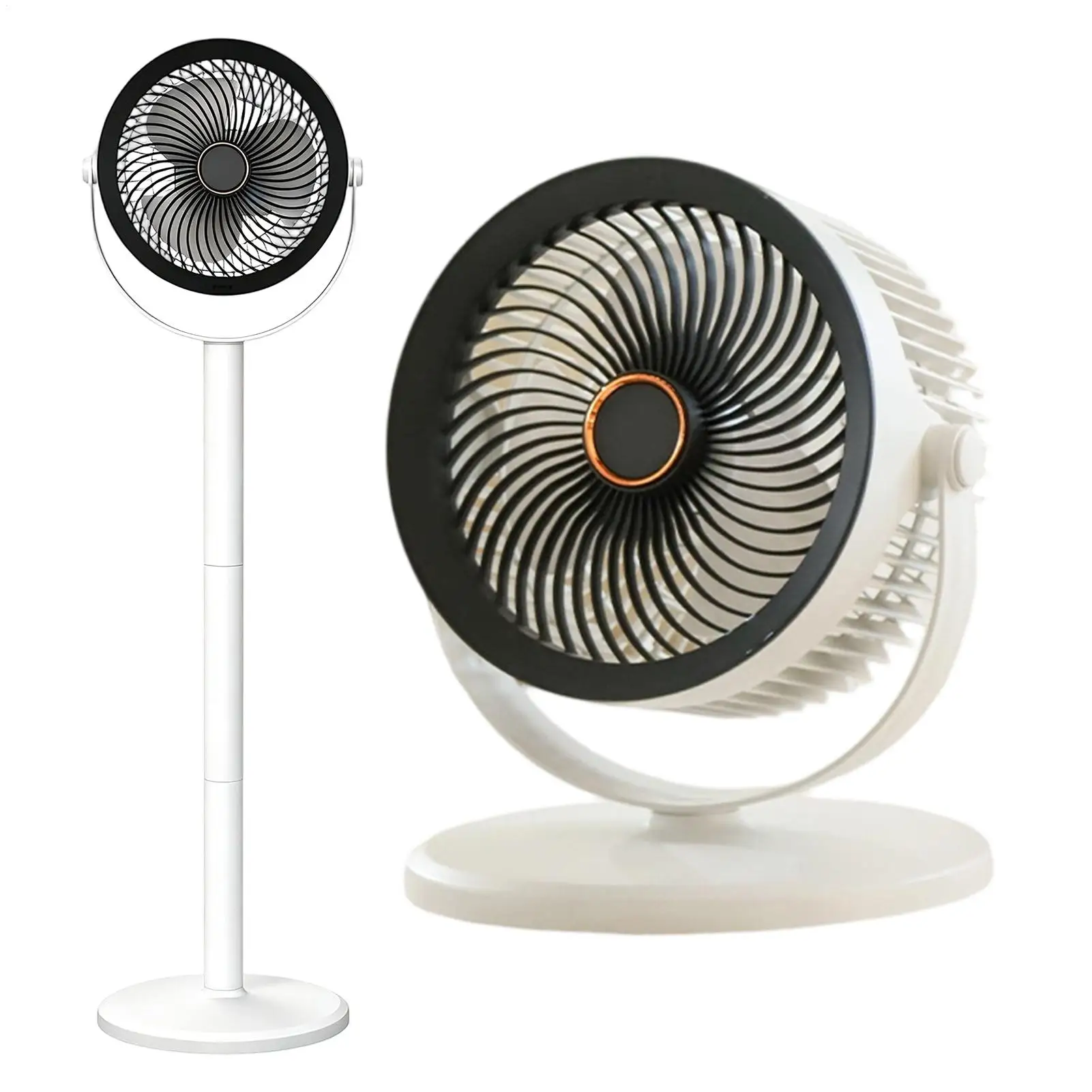 Portable Floor Fan 3600mAh Rechargeable Battery 5-Speed Quiet Oscillating Pedestal Fan With LED Light for Summer Traveling