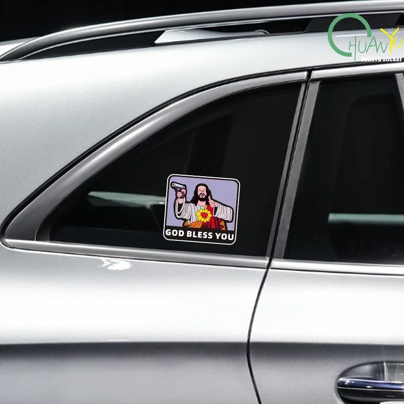 God Bless You God Shoot You Not Guilty Reflective Car Stickers Creative Warning Decals