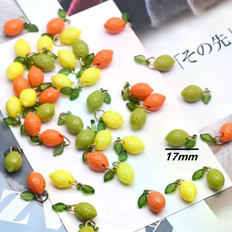 10pcs Small Lemon Charm Acrylic Fruit Lemon Pendant DIY Charms Handmade DIY Jewelry Accessories