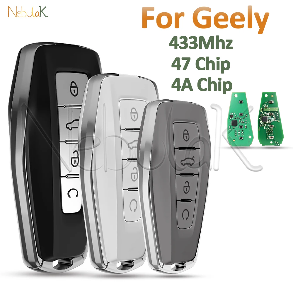 Remote Keyless Key For Geely Okavango Azkarra Atlas Coolray Monjaro KX11 Emgrand X7 X3 S1 433Mhz 4A/47 Chip Car Smart Key Fob