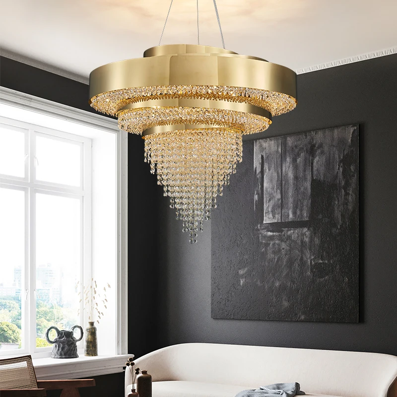 New Modern Living Room Art Design Crystal Chandelier Home Decoration Golden Crystal Lamp Luxury Dining Room Chandelier