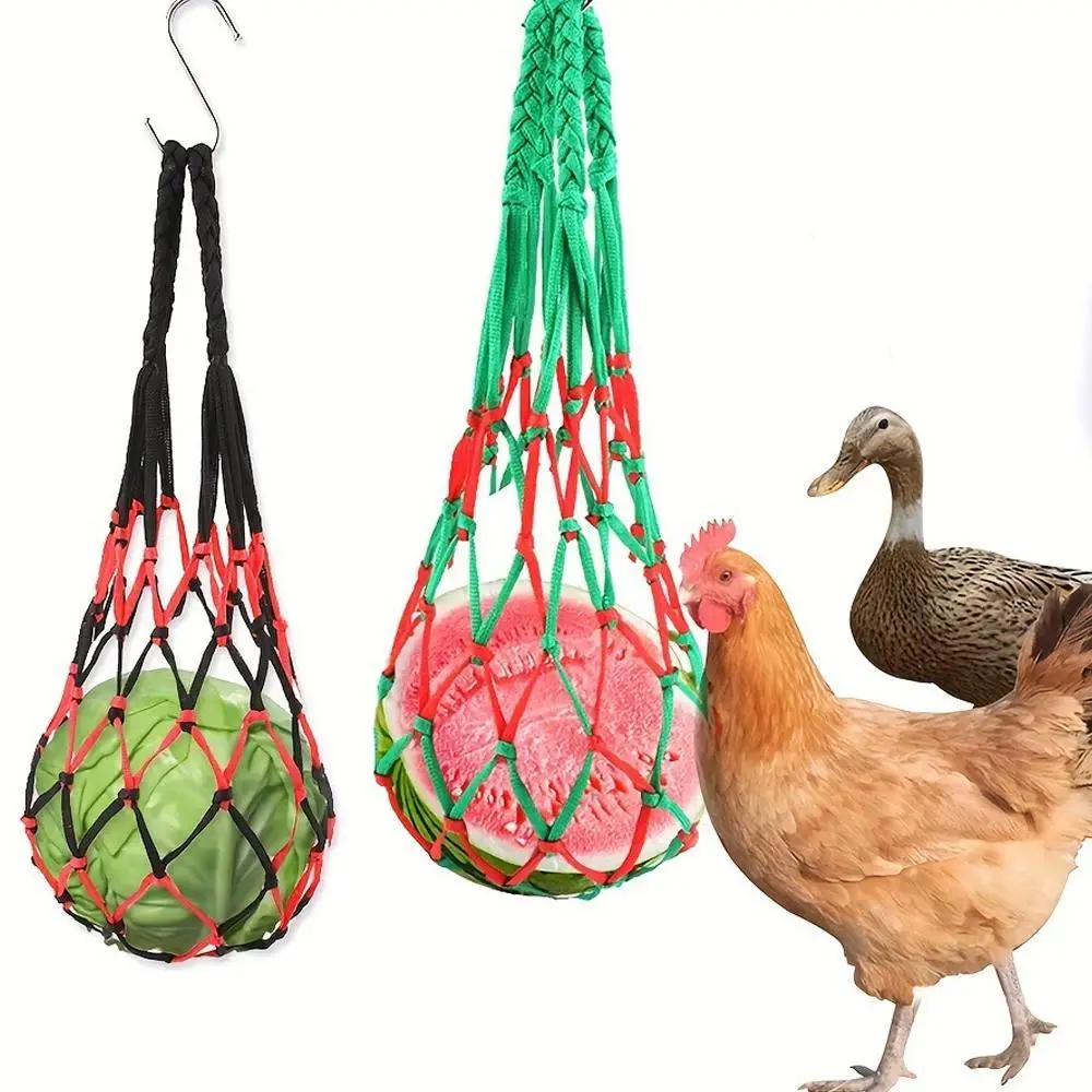 Bolsa de red para verduras y pollos, soporte para frutas y aves de corral, alimentador para repollo y pollo, herramienta de alimentación para gallina, ganso, soporte para frutas y aves de corral