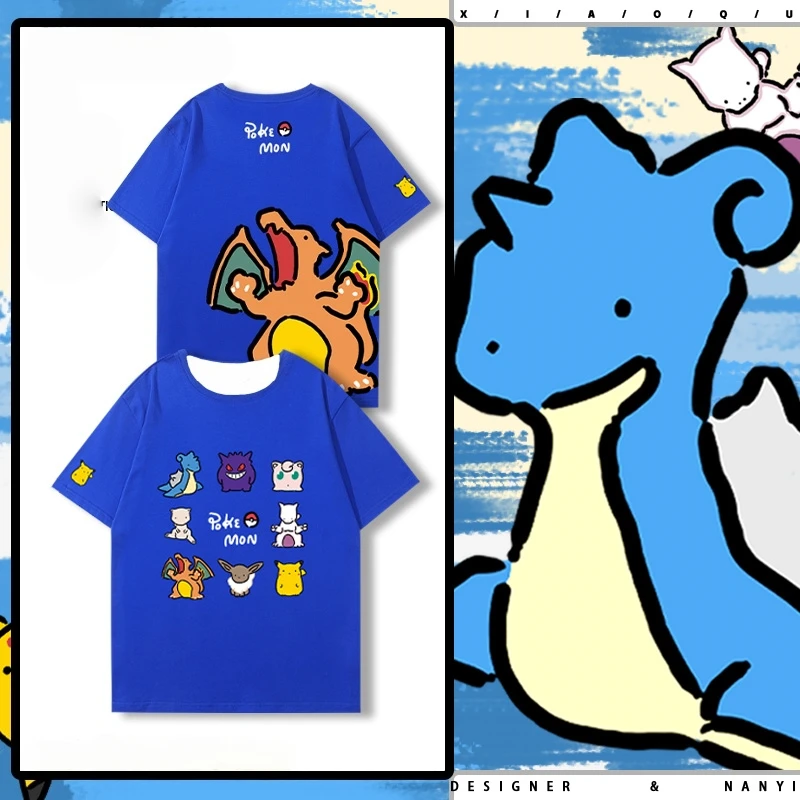 

Pokémon boys' quick drying short sleeved t-shirt, boys' and girls' children's clothing base shirt, loose top trendy t-shirt