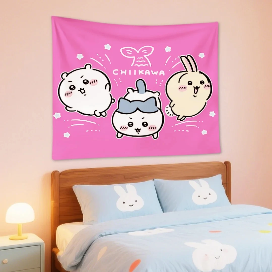 

MINISO hanging cloth bedroom rental room dormitory cute kawaii Qianchuan cartoon anime bedside decoration cloth living room deco