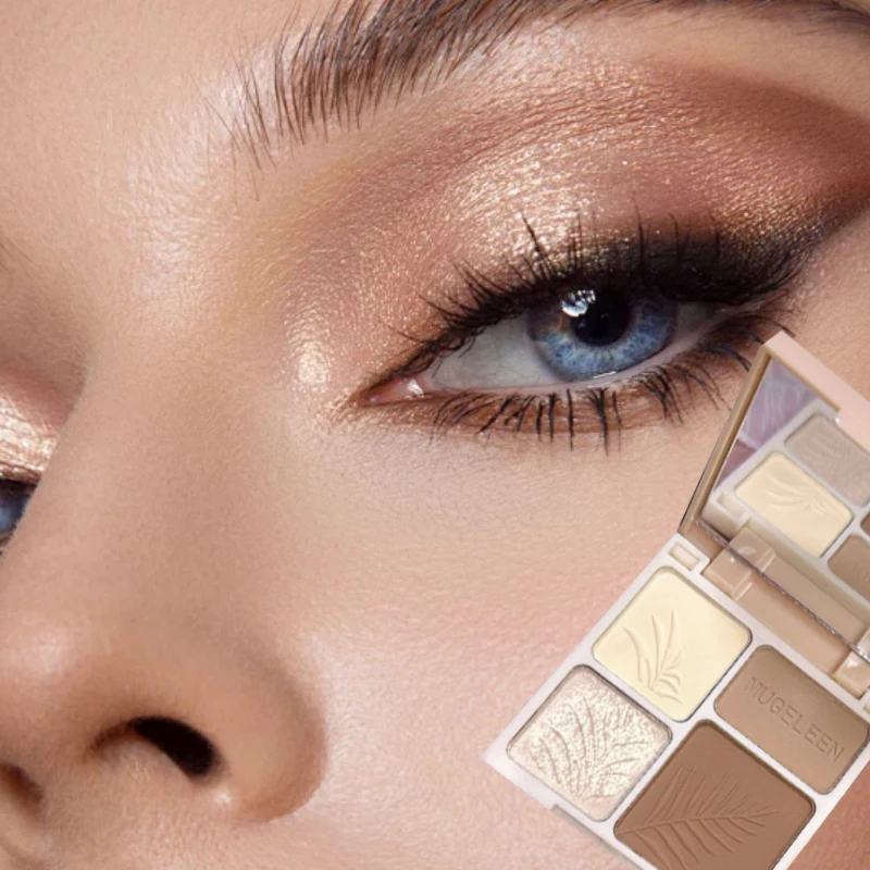 Four-color high-gloss contouring integrated tray, matte brightening, shadow and nose shadow, multi-functional comprehensive cont