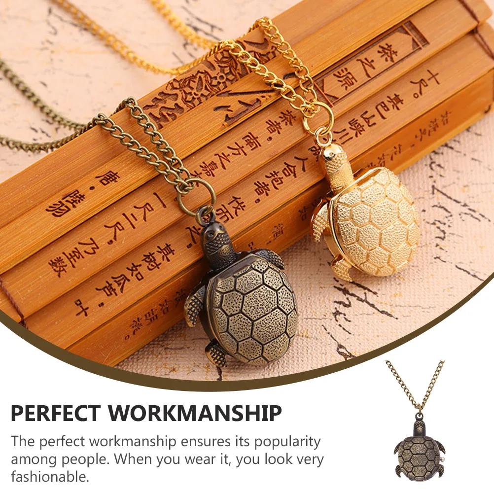 

Quartz Pocket Watch Vintage Alloy Turtle Design Retro for Women Chain Shaped Student Gift Watches Long Lasting