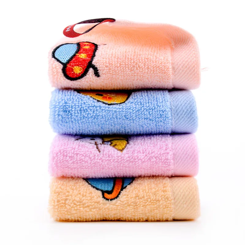 1Pcs 25x25cm Cartoon embroider Cotton Children Kids Bathroom Hand Wash Face Square Small Towel Water Absorbent Soft