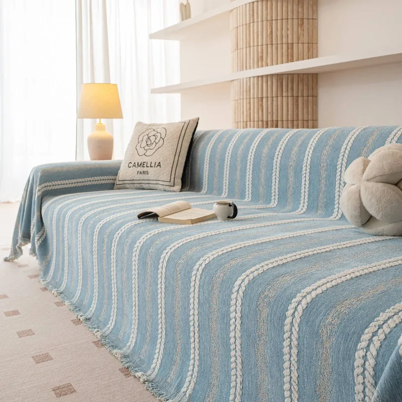 Linear Design Thick Four Season Sofa Cover New Minimalist One Piece Full Wrap Sofa Throw Blanket Home Textile Product